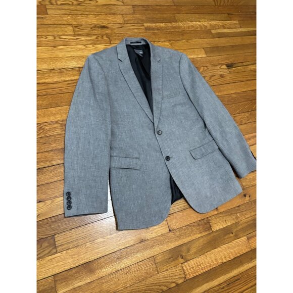 H&M Men's Blazer Jacket Size 44R Gray Cotton Herringbone 2 Button Sport Coat - Picture 3 of 6